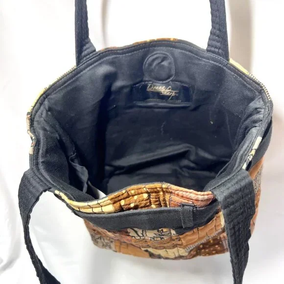 Donna Sharp Quilted Belt Buckle Purse-Brown Mix Medium Shoulder/Tote Purse Bag - Picture 9 of 16